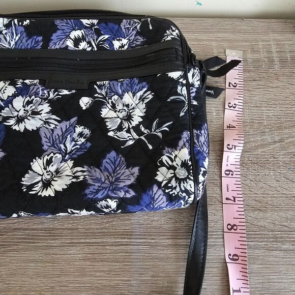 Vera Bradley Quilted Crossbody Bag with Black Lavender Floral Pattern and Faux - Picture 6 of 6